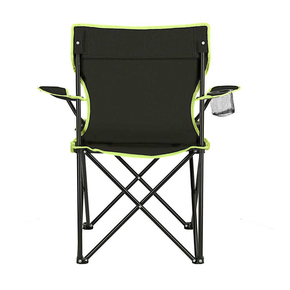 NILS CAMP Campingstuhl Schwarz-Limettengrün - klappbarer Klappstuhl mit Becherhalter für Camping & Garten