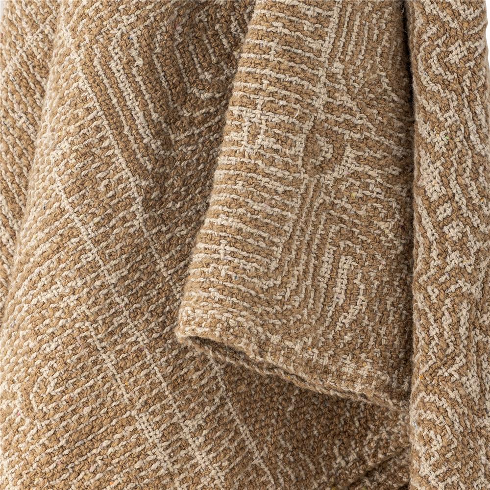 Bloomingville Bresso Decke, Braun, mit recycelter Baumwolle, 160x130 cm, gewebt, mit Fransen