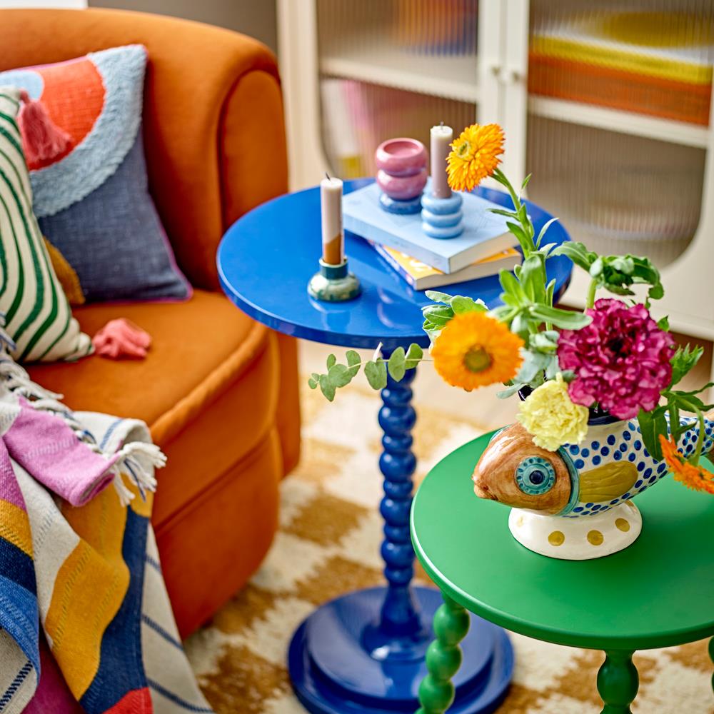 Bloomingville Tana Kerzenhalter 2er Set bunt - Steingut Kerzenständer stapelbar für Tisch & Deko