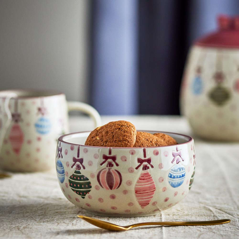 Bloomingville Ornamentia Schale Bunt Steingut 4er Set Weihnachtsschalen 535 ml