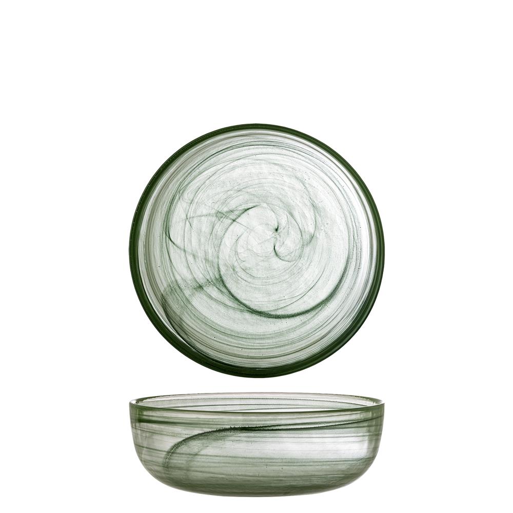 Bloomingville Amelie Dekoschale grün Glas Marmoroptik 21,5 cm
