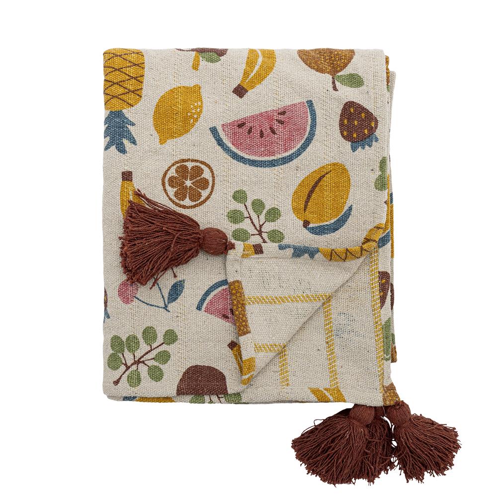 Bloomingville MINI Fruitta Decke Bunt Baumwollmix 160x130cm Kinder