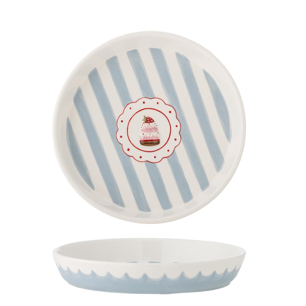 Bloomingville Lively Servierplatte aus Steingut in Blau D20,5 cm – Servierplatte für Küche und Tischdeko