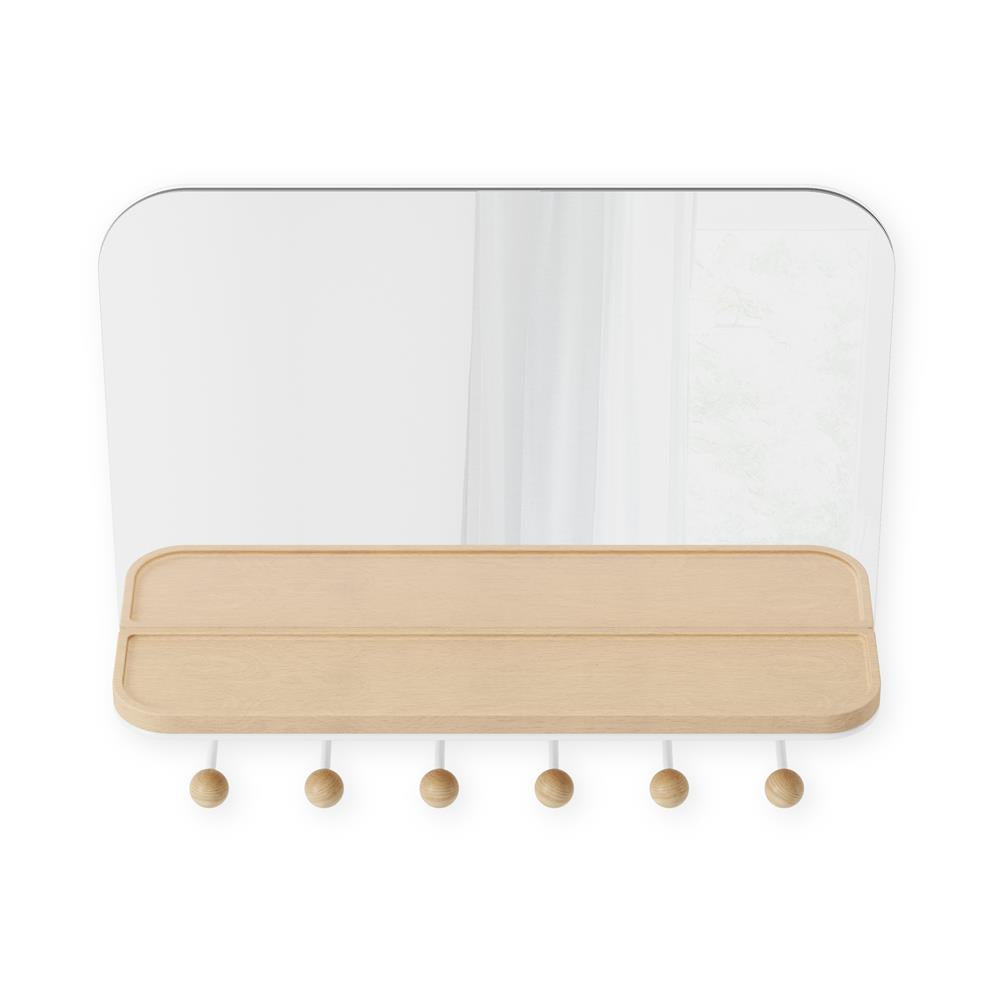 Umbra Estique Wandspiegel mit Ablage und 6 Haken, Accessoire Organizer für den Eingang, in Weiß