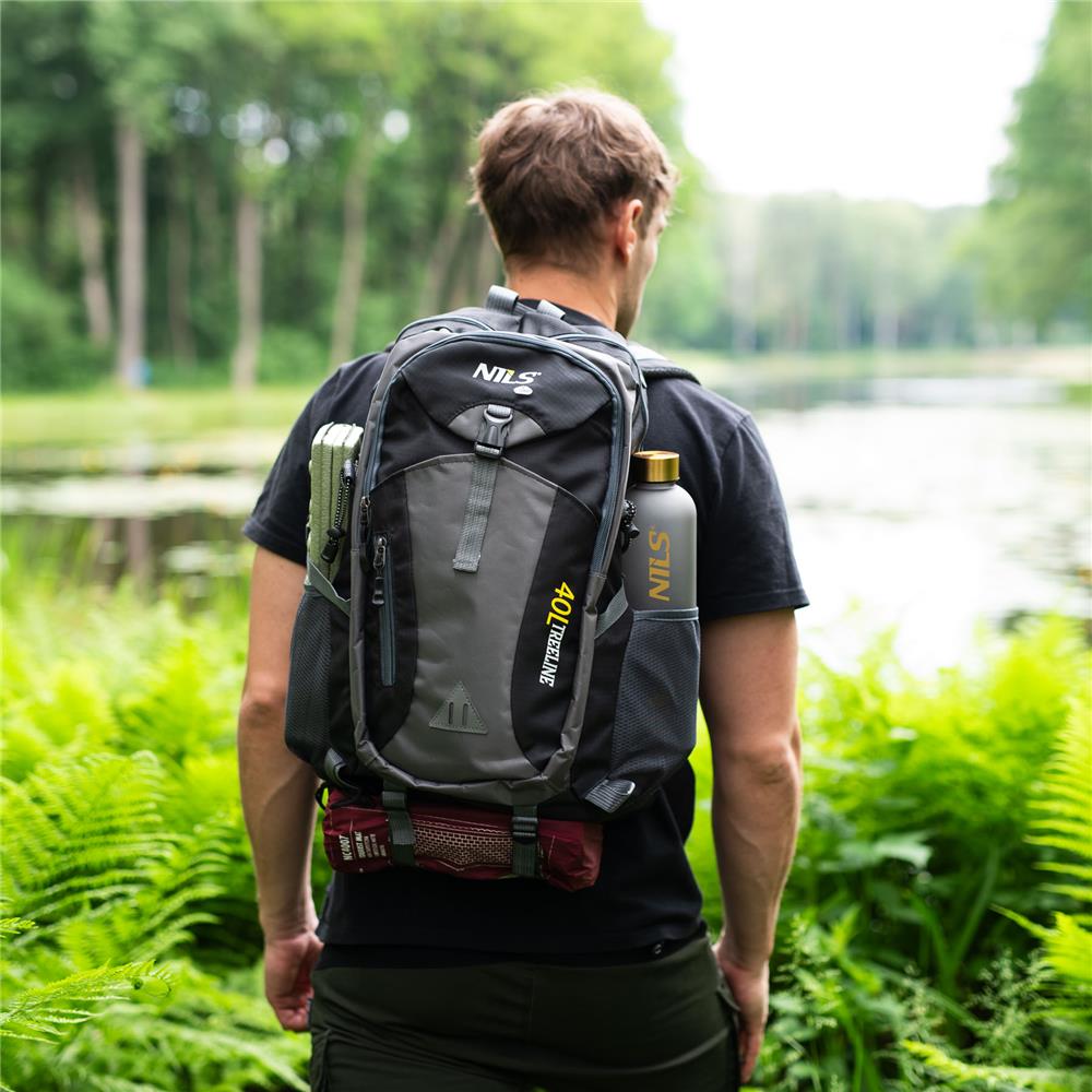 NILS CAMP Trekkingrucksack Treeline 40L Schwarz - Outdoor Rucksack Wandern Camping