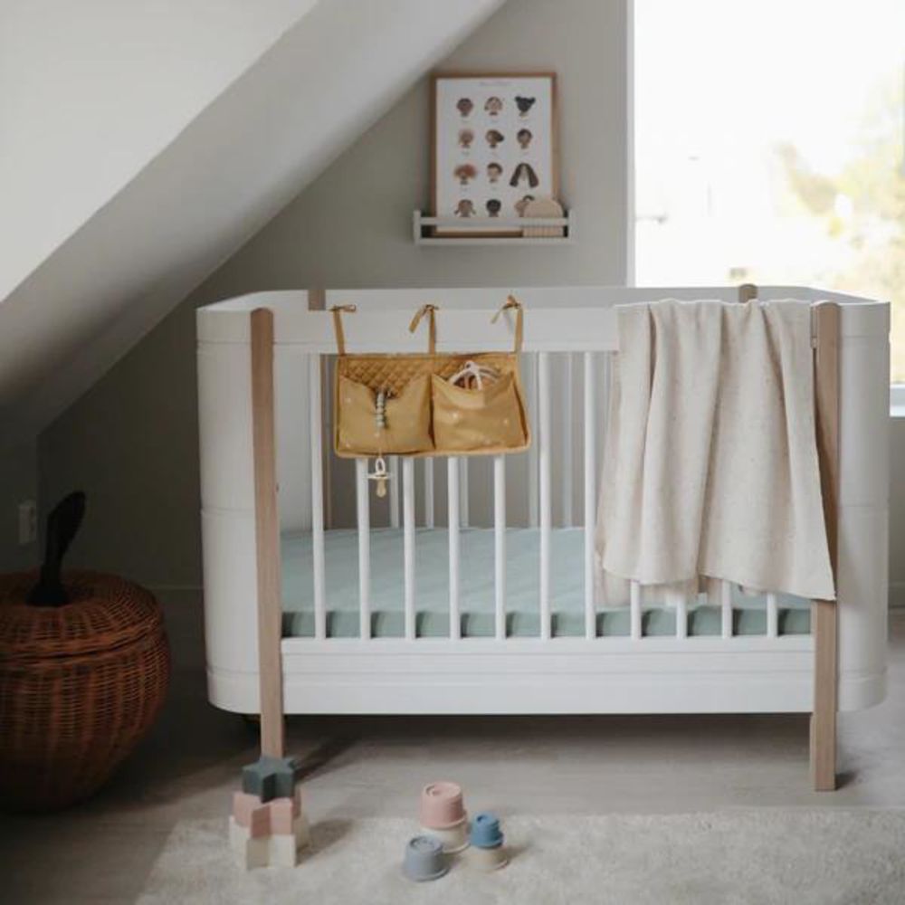 Mushie Extra weiches Musselin-Kinderbettlaken, Roman Green, 132x71cm Spannbettlaken