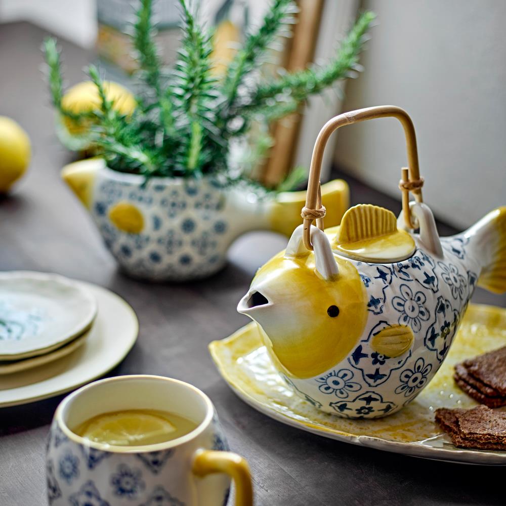 Bloomingville Wrenna Blumentopf Steingut bunt Fisch Design