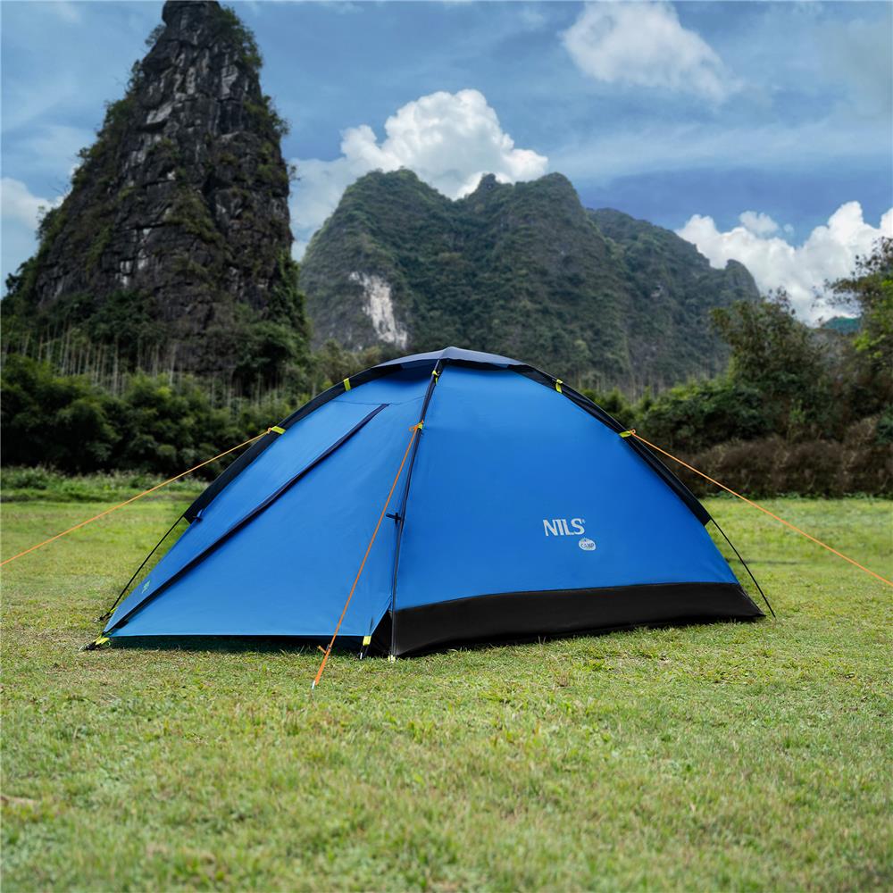 NILS CAMP Nightfall Zelt für 2 Personen in Blau - leichtes Campingzelt für Trekking, Berge & Outdoor