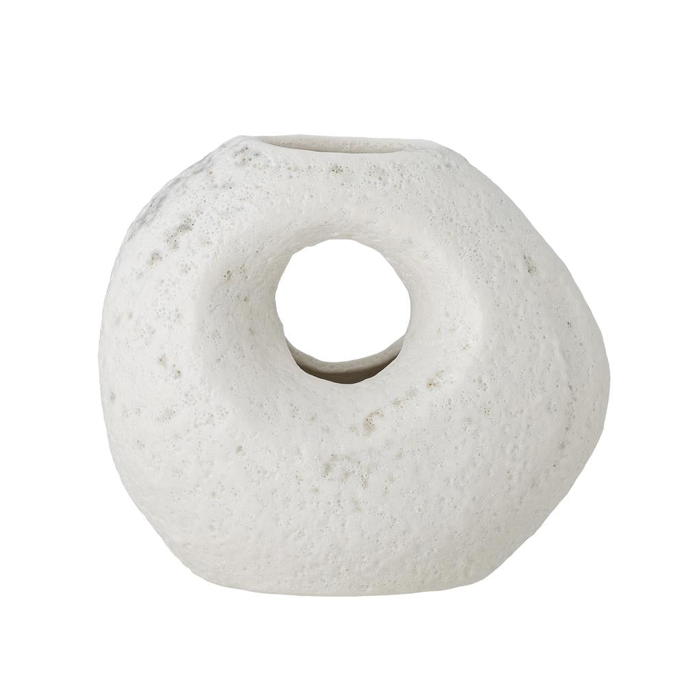 Bloomingville Caia Vase Weiß Steingut L11xH9,5xW6 cm – kleine dekorative Designvase