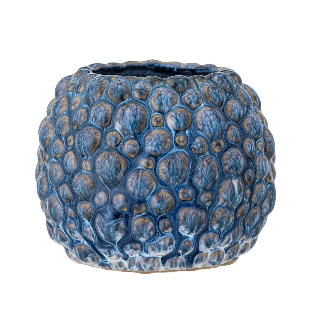 Bloomingville Susannah Blumentopf aus Steingut in Blau D12 cm – Pflanzentopf für Wohnzimmer & Fensterbank