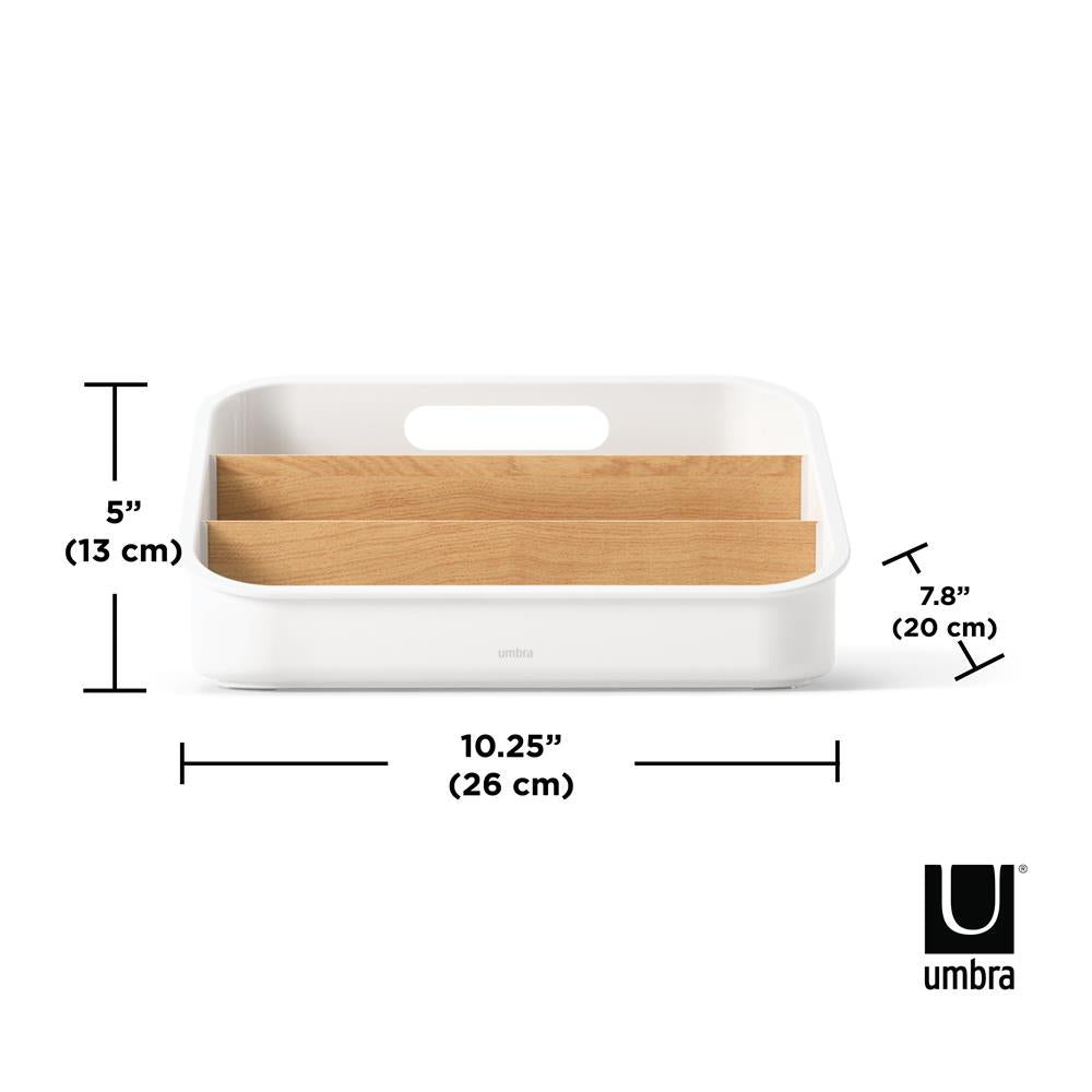 Umbra Bellwood Vorratsschrank Organizer mit 3 Fächern, Aufbewahrungsbehälter in Weiß/Natur