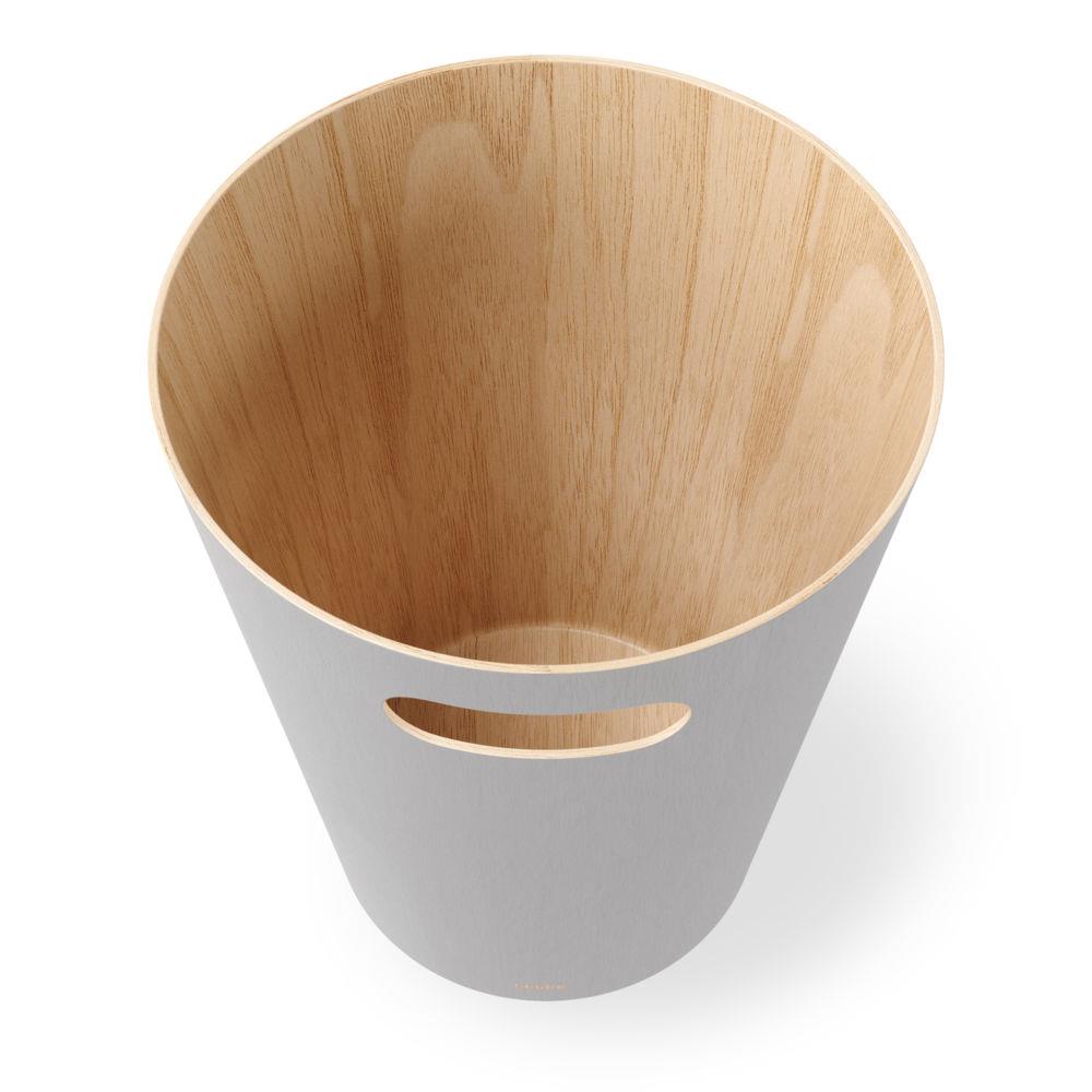 Umbra Woodrow Abfalleimer, Grau/Holz, 7,5 Liter, Zweifarbiger Papierkorb