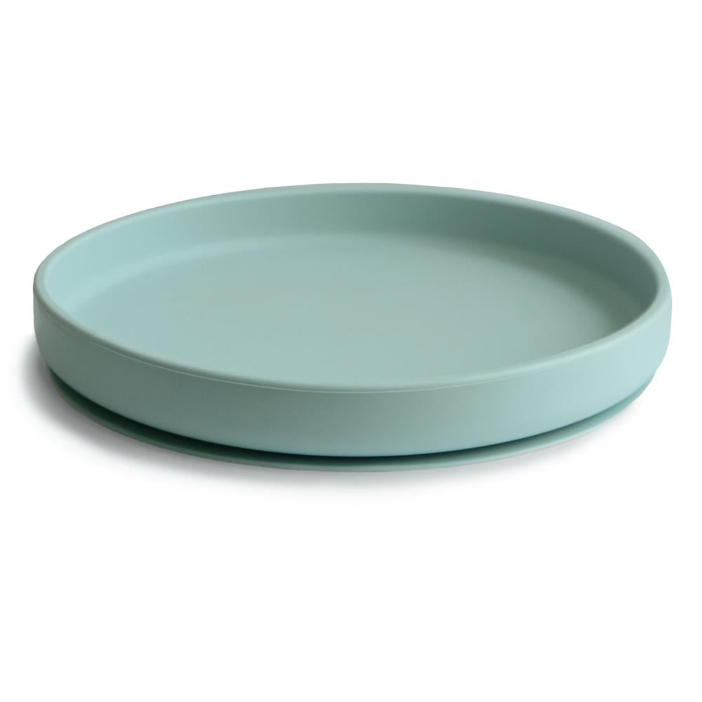 Mushie Silikon-Kinderteller, Cambridge Blue, Teller mit Rutschfestem Saugnapf