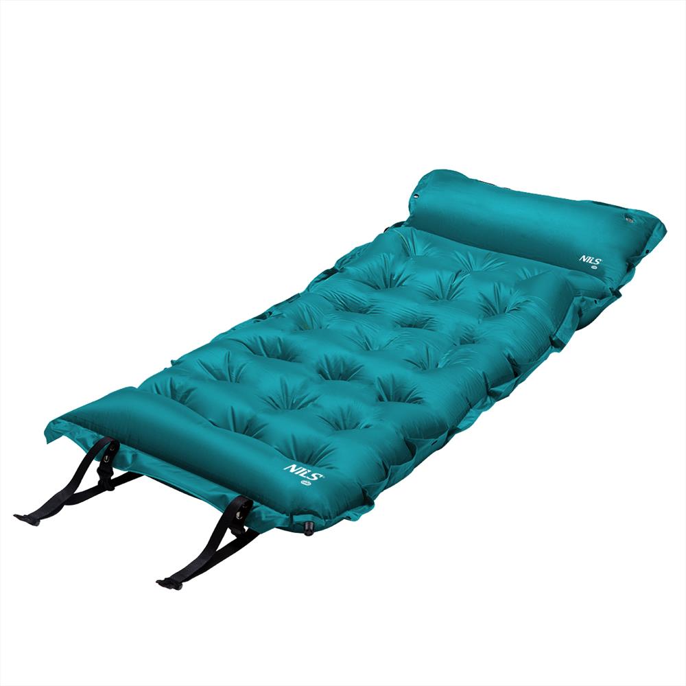 NILS CAMP selbstaufblasende Campingmatte 188 cm meerblau mit Kissen Isomatte Outdoor