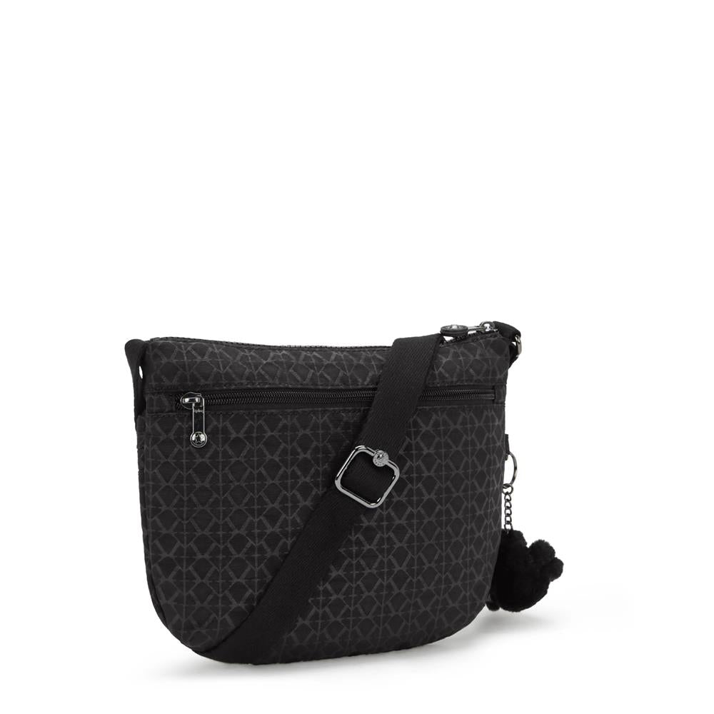 Kipling ARTO S, kleine Umhängetasche, Signature Emb (schwarz), Crossbody Tasche leicht