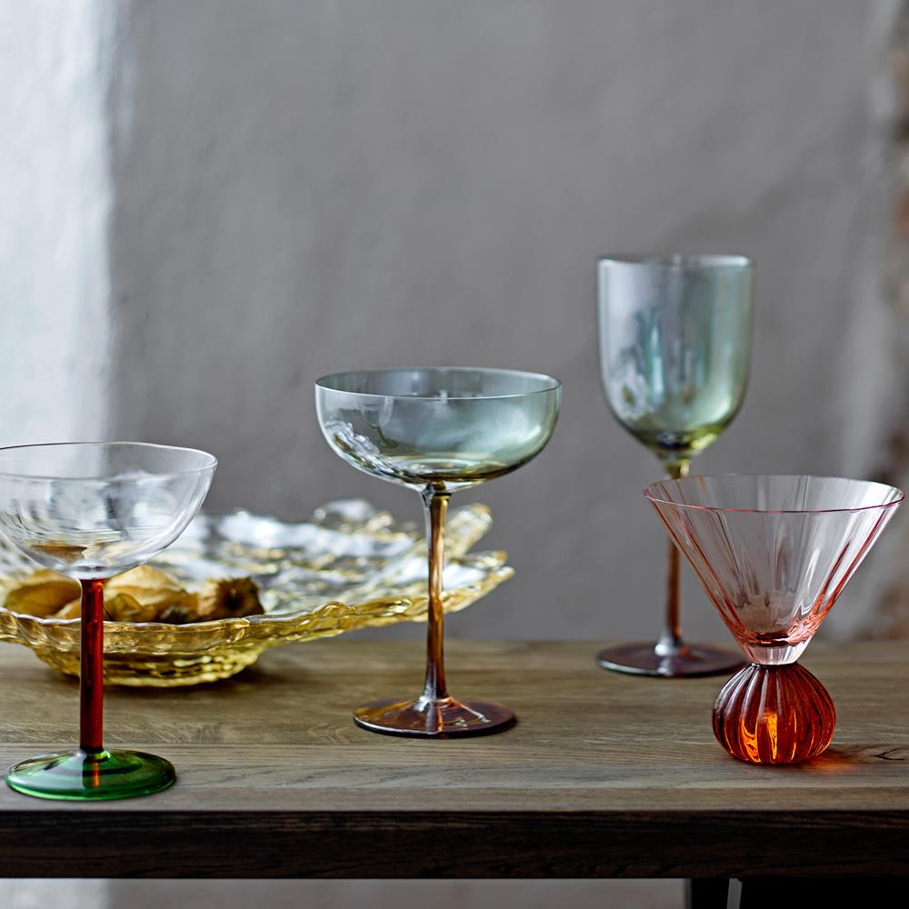 Bloomingville Martine Cocktailglas aus Glas in Bunt 230 ml – Color Block Glas für Tischdeko