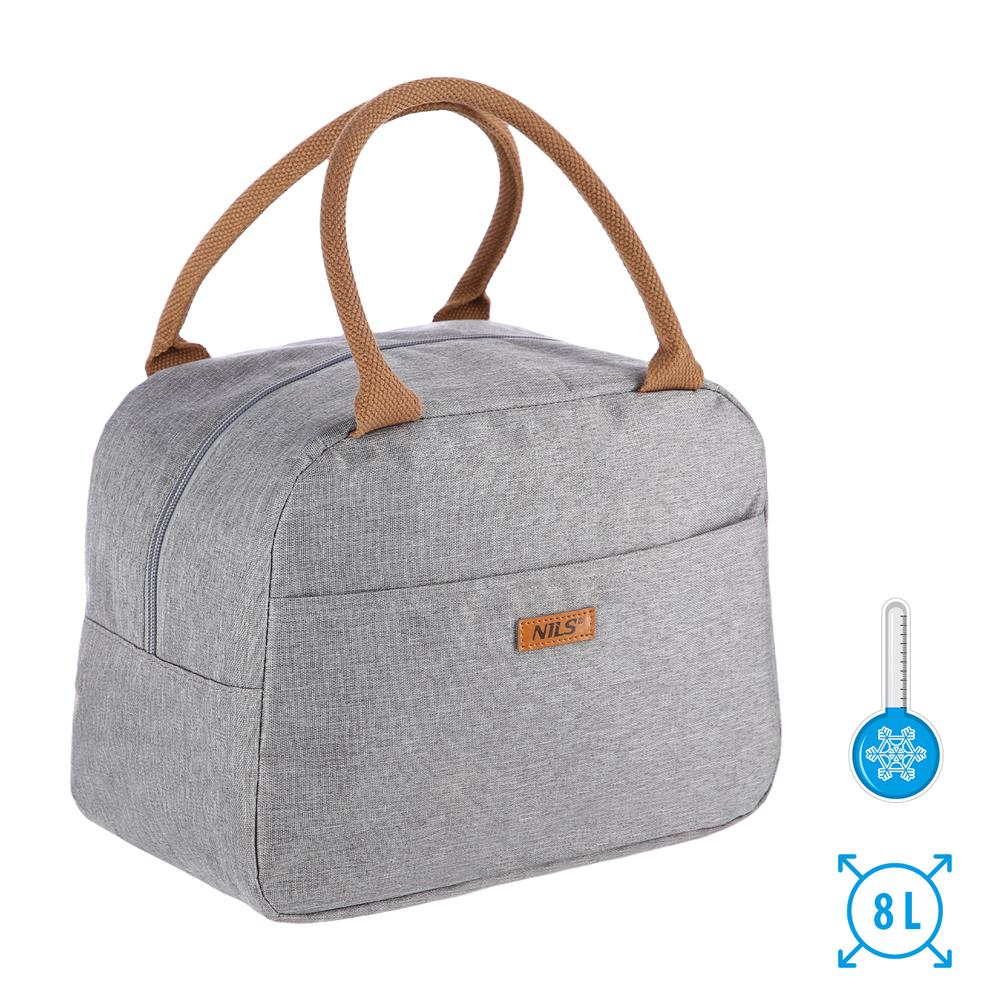 NILS Kühltasche 8L in Hellgrau - kompakte Thermotasche für Picknick, Lunch & Outdoor