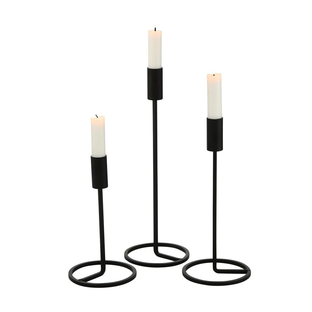 BOLTZE Kerzenleuchter Fio 3er Set Schwarz Metall Rund