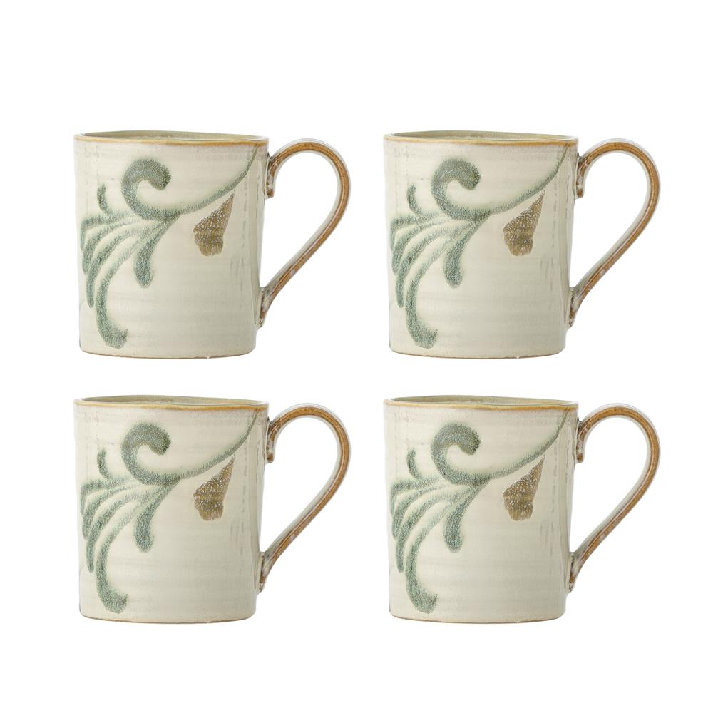 Bloomingville Bethany Tasse 4er Set 225 ml D9 cm bunt - Steingut Tassen für Küche & Tischdeko