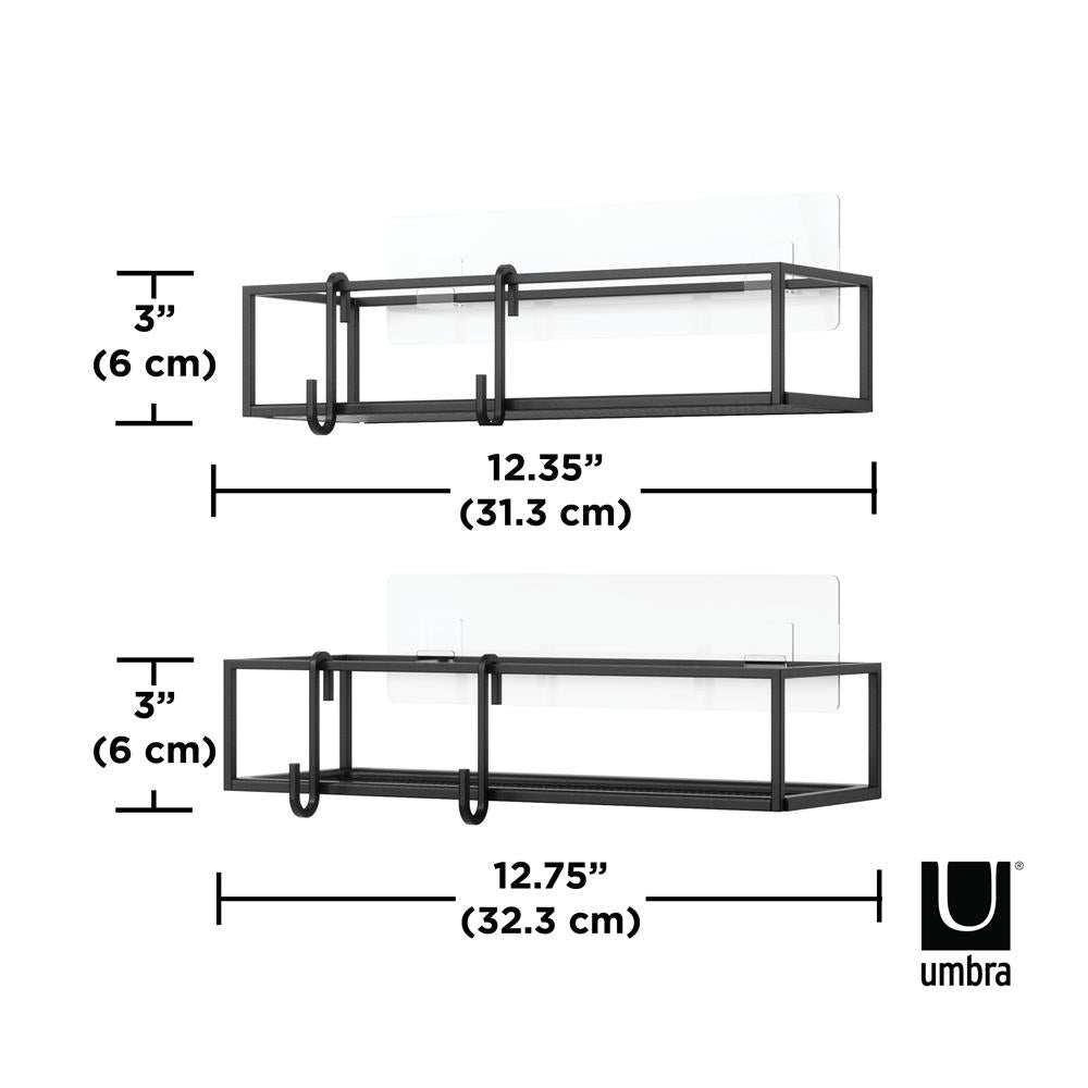 Umbra Cubiko Duschablage, Duschregale ohne Bohren mit Haken, 2er-Set, in Schwarz