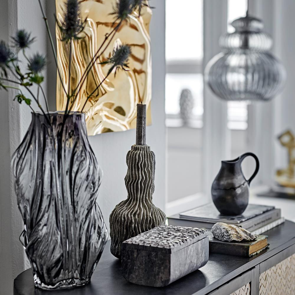 Bloomingville Tulla Vase aus Glas in Grau – große Glasvase für Wohnzimmer & Tischdeko