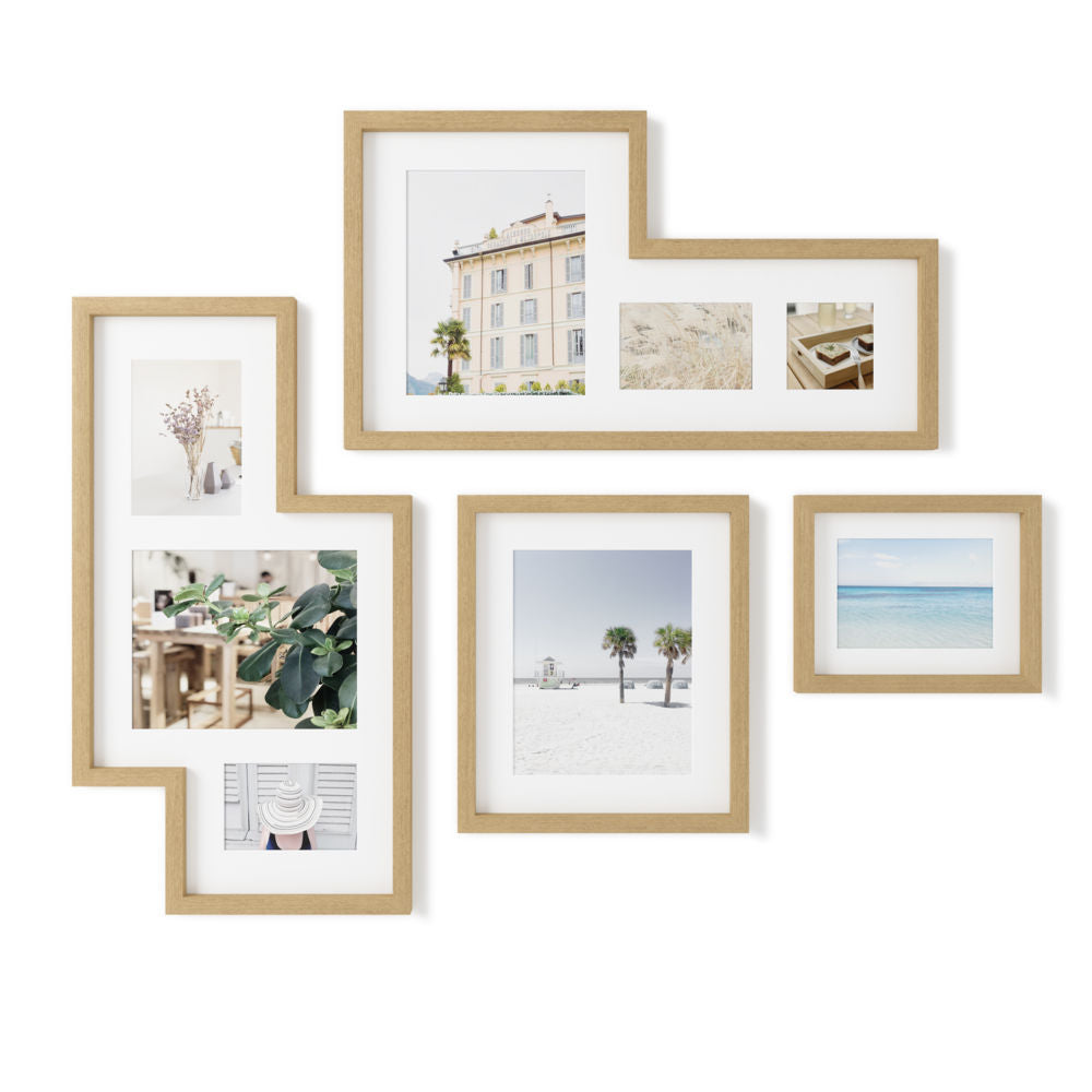 Umbra Mingle Galerie Bilderrahmen-Set und Fotocollage in Natur, 4-teilig
