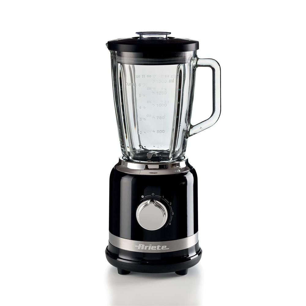 Ariete Moderna Standmixer, Schwarz, Glasbehälter 1,5L, Smoothie Maker, Modernes Design