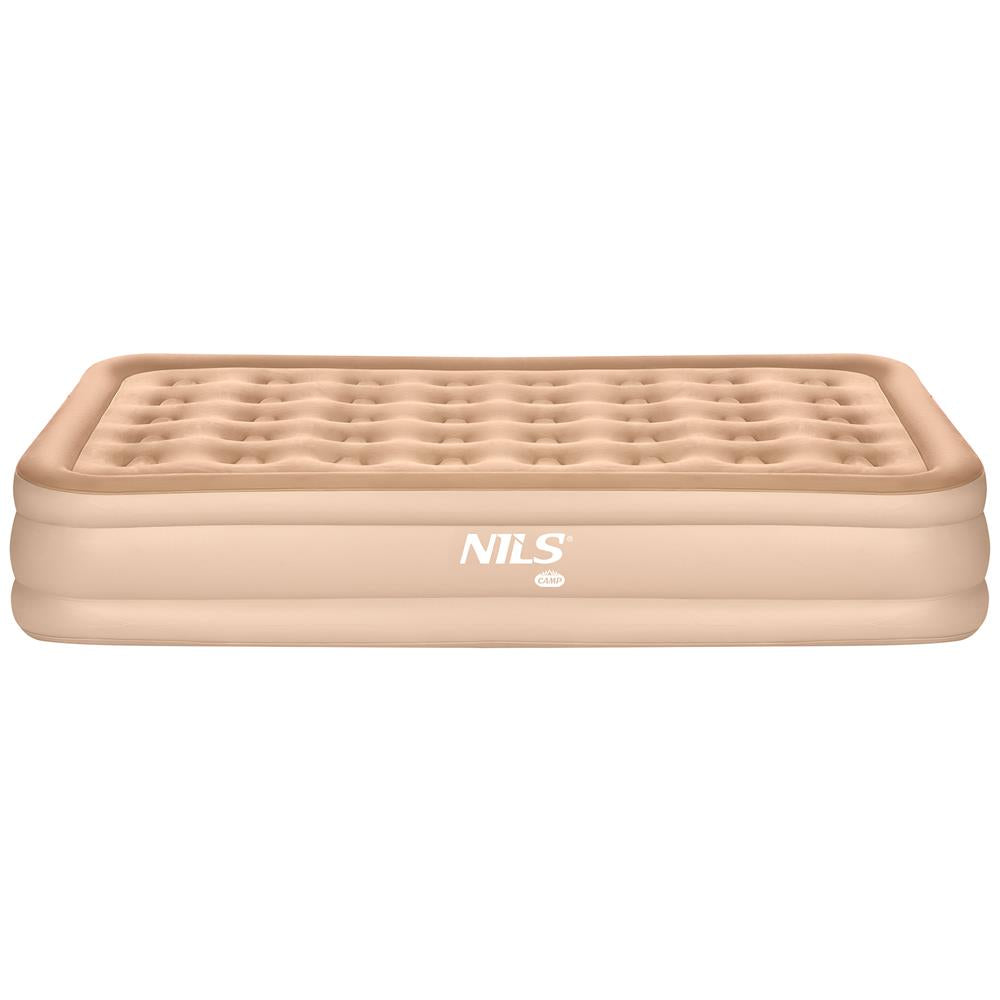 NILS CAMP Campingmatratze Doppelbett beige 200x145x35 cm mit elektrischer Pumpe Gästebett