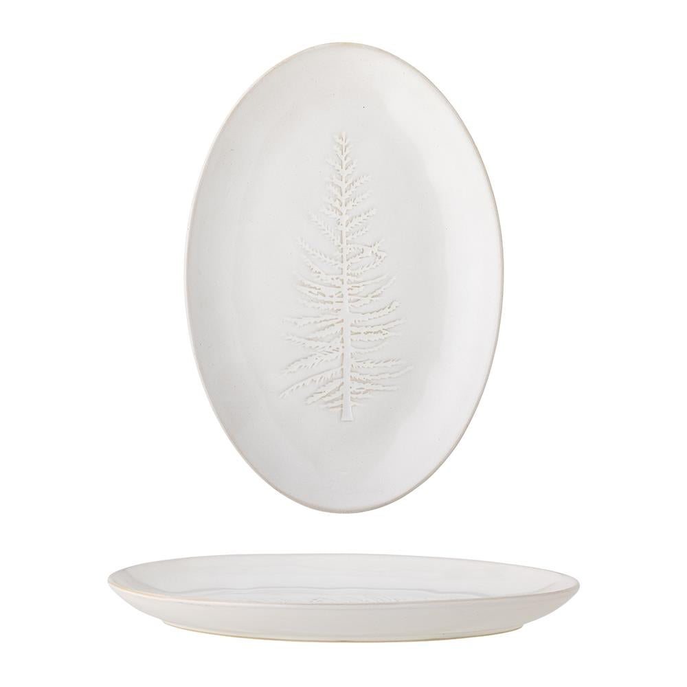 Bloomingville Winter Servierplatte – Servierteller mit geprägtem Tannenbaum-Motiv, Weihnachten, dänisches Design