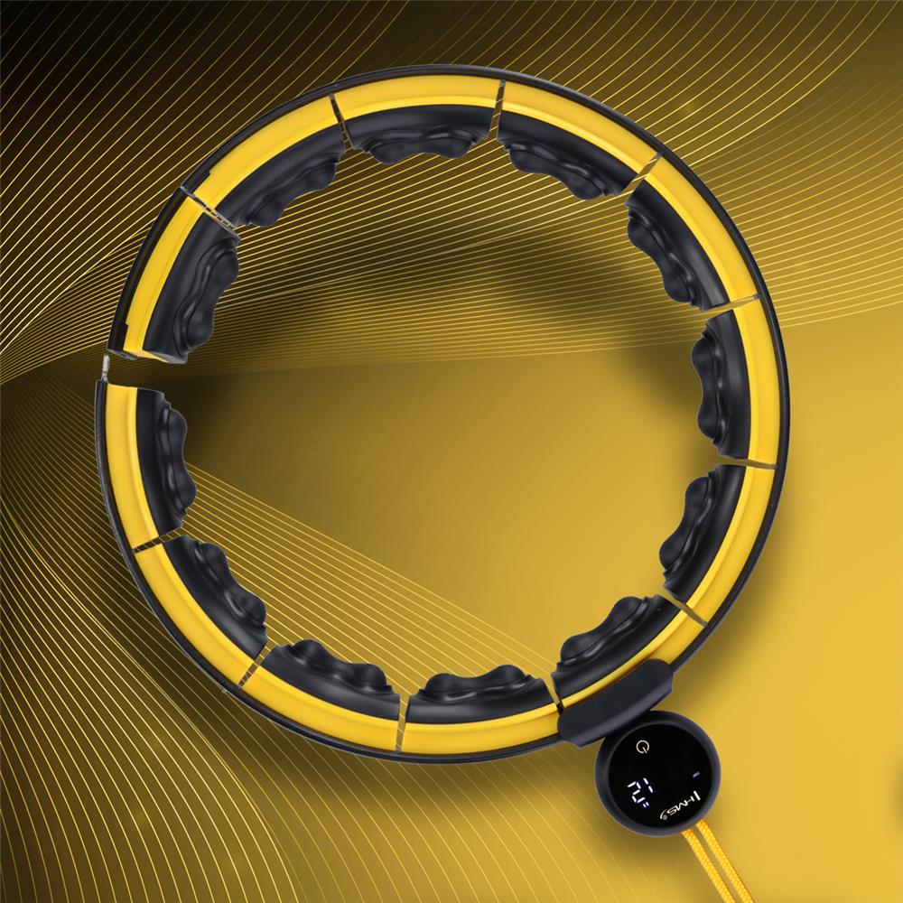 Hula Hoop Reifen mit LCD-Zähler, Magneten und Gewicht Schwarz/Gelb | HMS HHM21