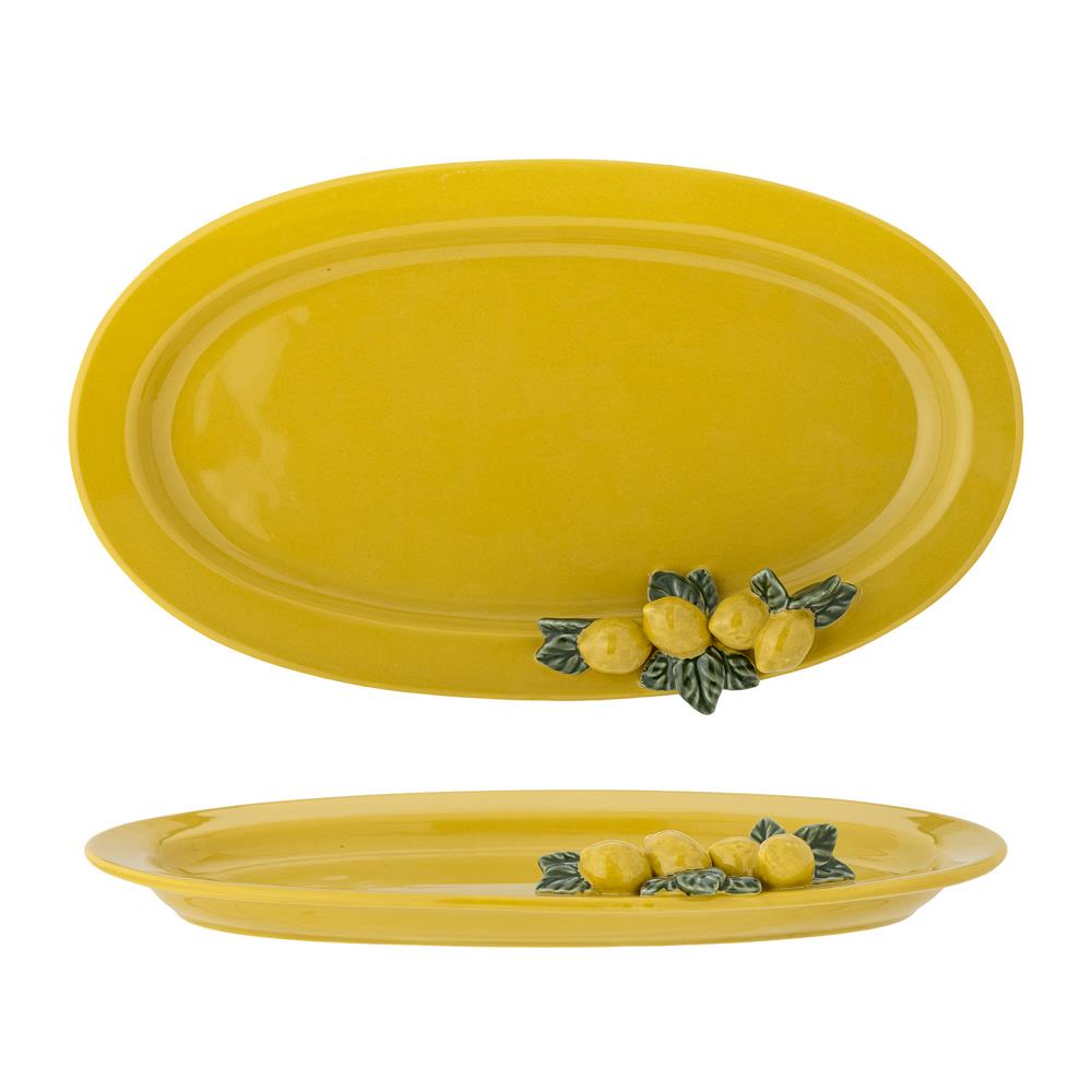 Bloomingville Limone Servierplatte Steingut gelb 36x21 cm Zitronendekor