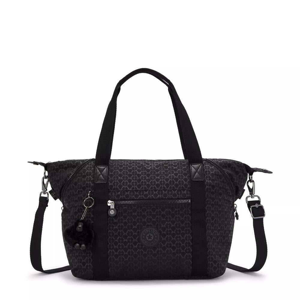 Kipling ART, Handtasche, Signature Emb (schwarz), Tasche mit abnehmbaren Trägern & viel Stauraum