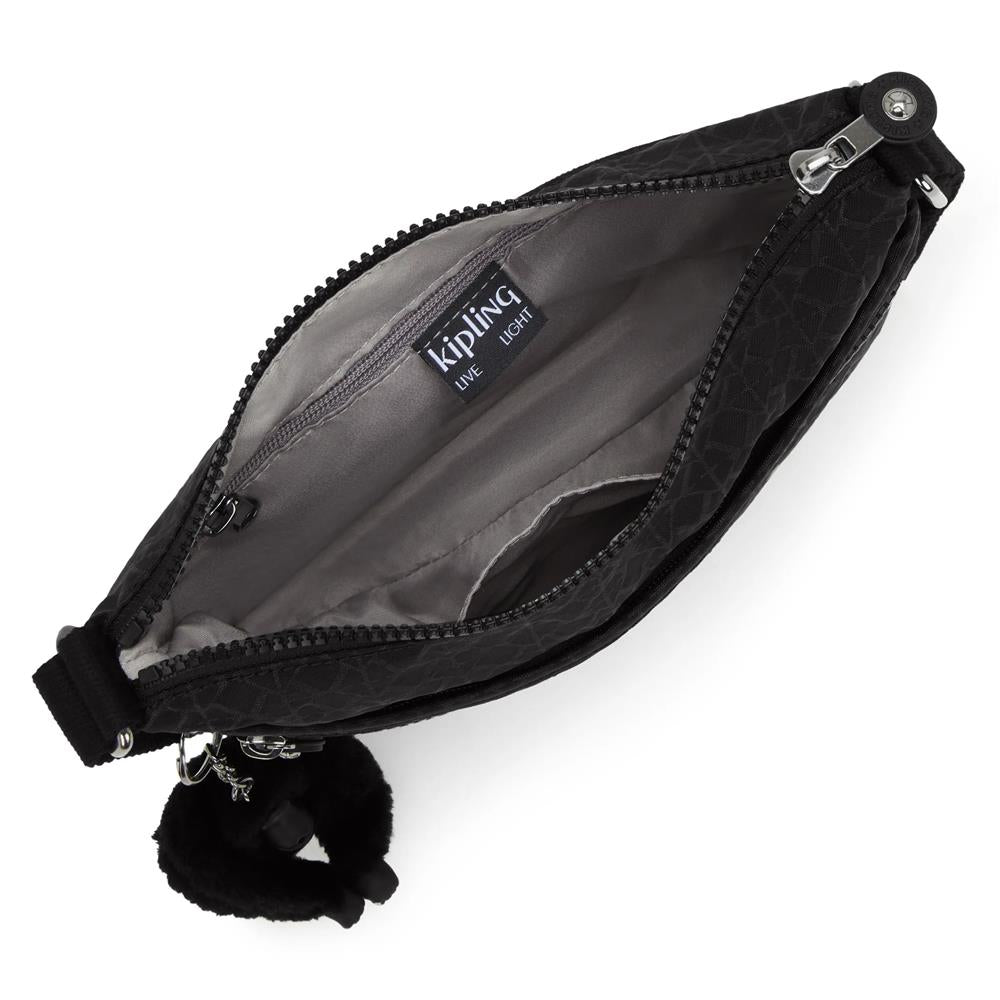 Kipling ARTO S, kleine Umhängetasche, Signature Emb (schwarz), Crossbody Tasche leicht