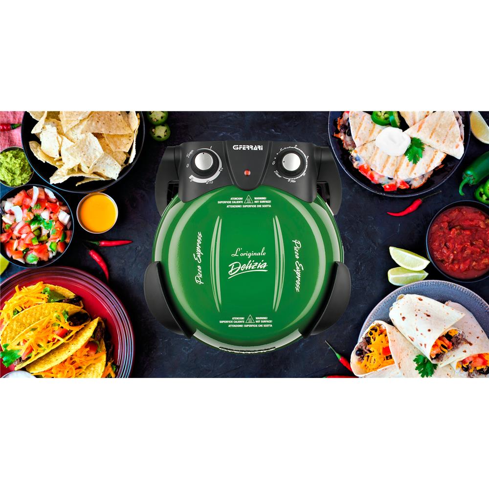 G3Ferrari elektrischer Pizzaofen Delizia 1200 W für Pizza Ø 31cm grün Pizzamaker mit feuerfestem Naturstein