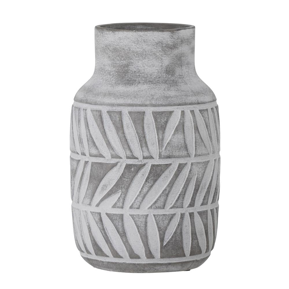Bloomingville Saku Vase Grau Keramik D17xH27,5 cm – nordisch geprägte Keramikvase