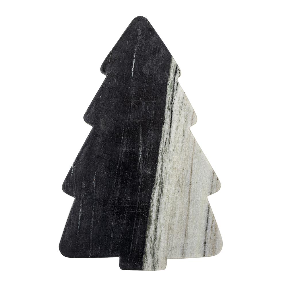Bloomingville Diya Schneidebrett aus schwarzem Marmor Servierbrett Küchenaccessoire Baumform