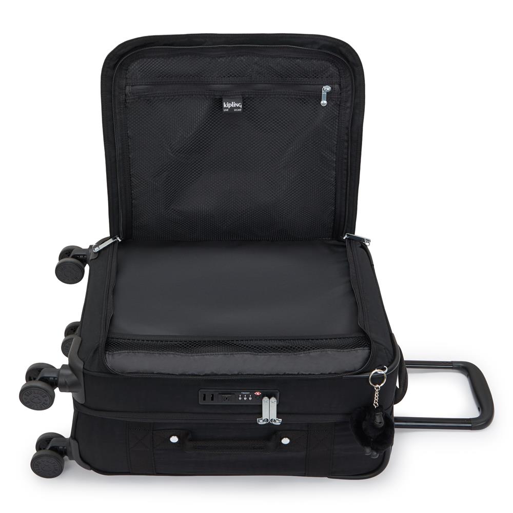 Kipling SPONTANEOUS S, Kleiner Reisekoffer, Black Noir (schwarz), 37,5L, Handgepäck, 4-Rollen