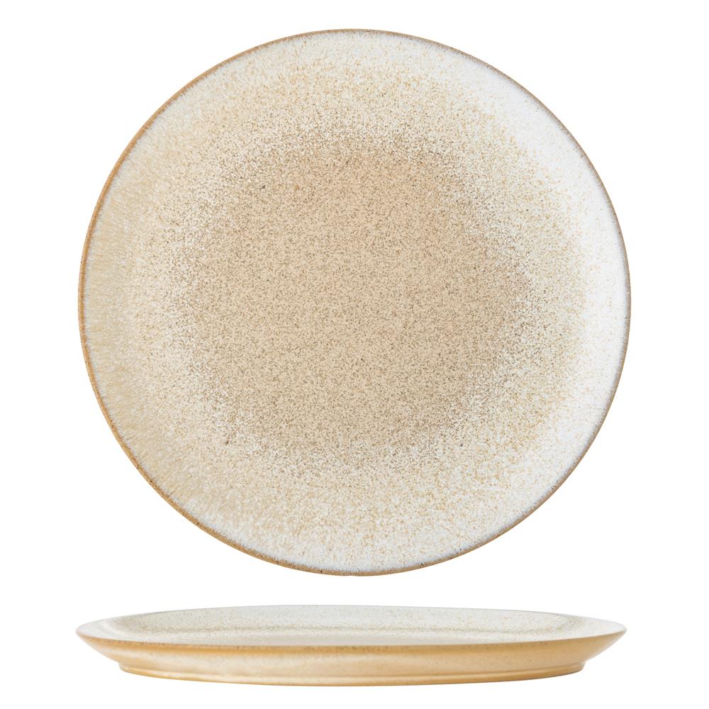 Bloomingville Paula Teller aus Steingut in Natur D26,5 cm – Speiseteller für Küche und Tischdeko