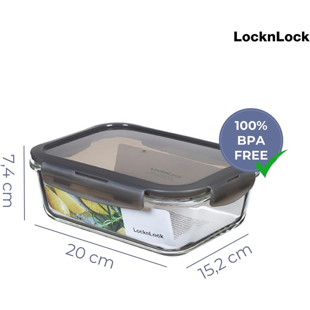 LocknLock OVEN GLASS Frischhaltedose 1 L, ofenfest bis 400 °C