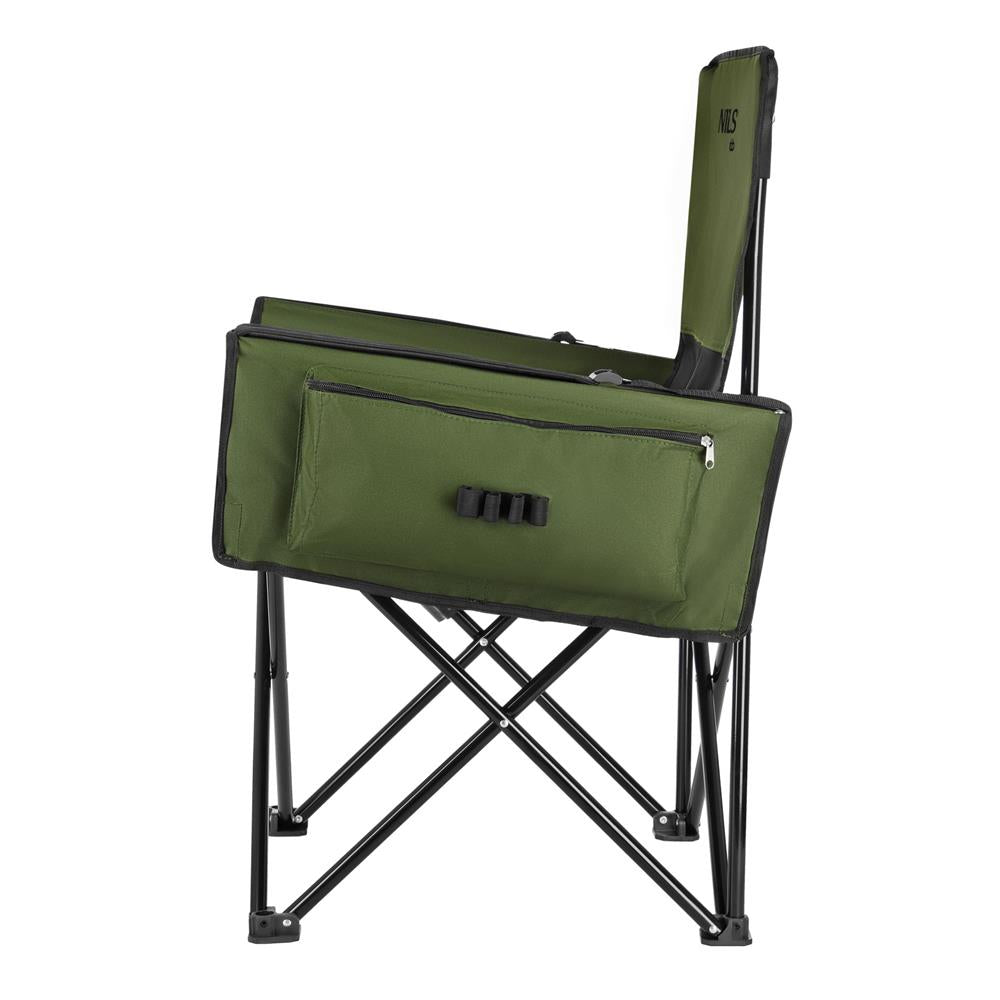 NILS CAMP Campingstuhl in Grün - stabiler Klappstuhl mit Taschen für Camping, Garten & Angeln