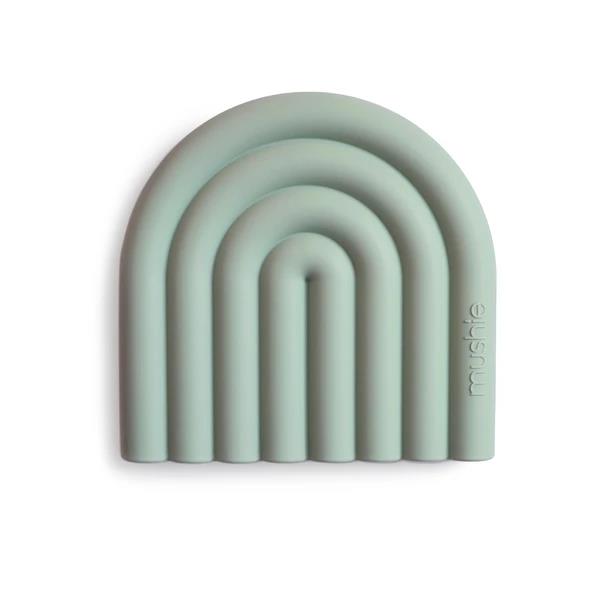 Mushie Beißring Regenbogen, Cambridge Blue, aus Silikon, BPA-frei