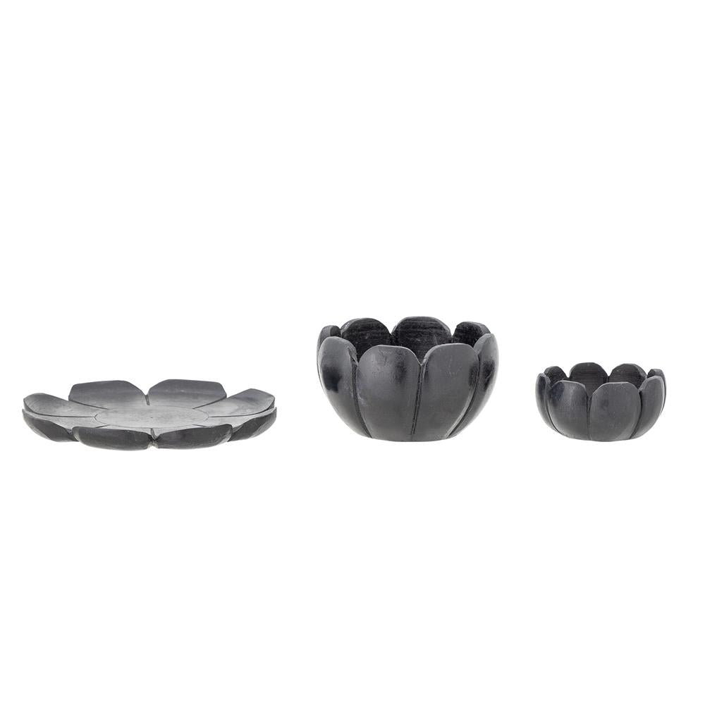 Bloomingville Reiko Teelichthalter schwarz aus Marmor – 3er Set für Wohnzimmer & Tischdeko