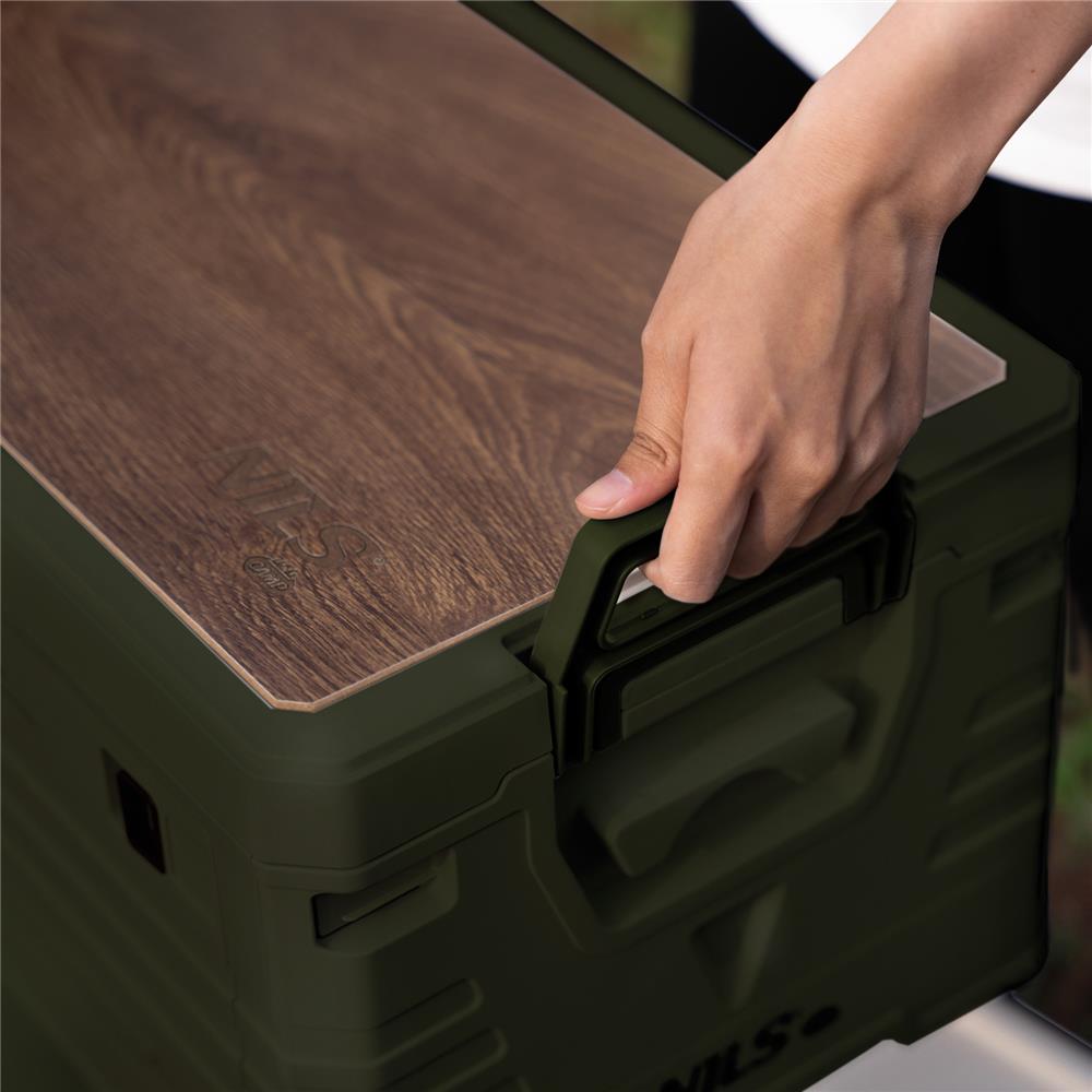 NILS CAMP faltbare Campingbox mit Tischfunktion 32L in Grün - kompakte Reisebox