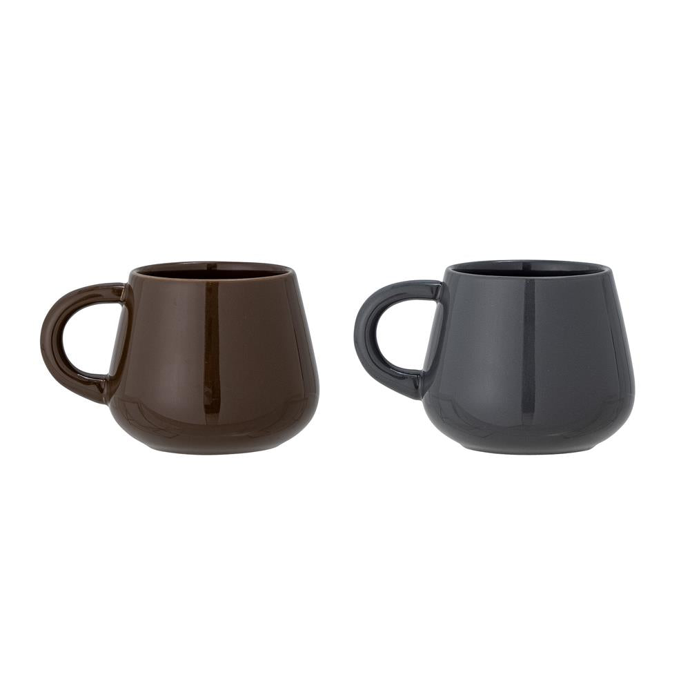 Bloomingville Noela Tassen, Braun, Steingut D9,5xH8 cm, 2er Set