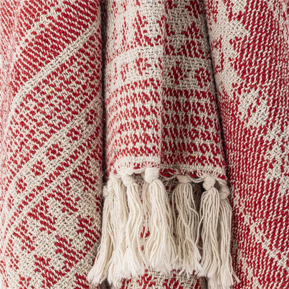 Bloomingville Oia Weihnachtsdecke Rot 160 x 130 cm mit Schneeflocken-Muster