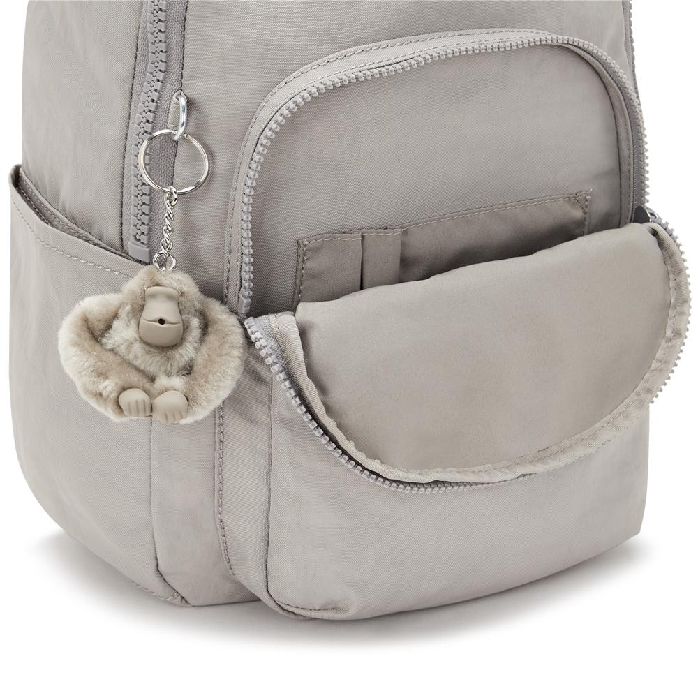 Kipling SEOUL S, Kleiner Schulrucksack mit 11-Zoll-Tabletfach, 14L, Grey Gris (grau)