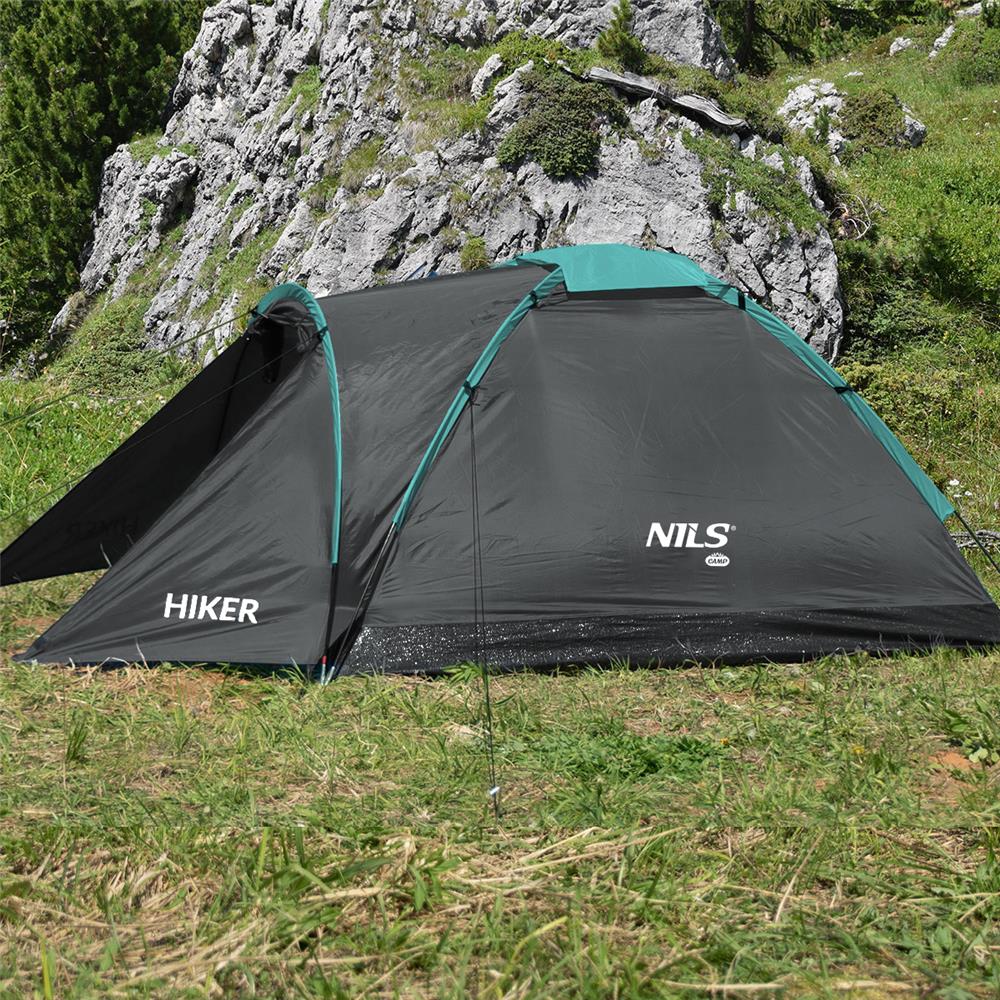 NILS CAMP Hiker Zelt für 2 Personen in Grau - kompaktes Campingzelt mit Vorraum für Camping & Outdoor