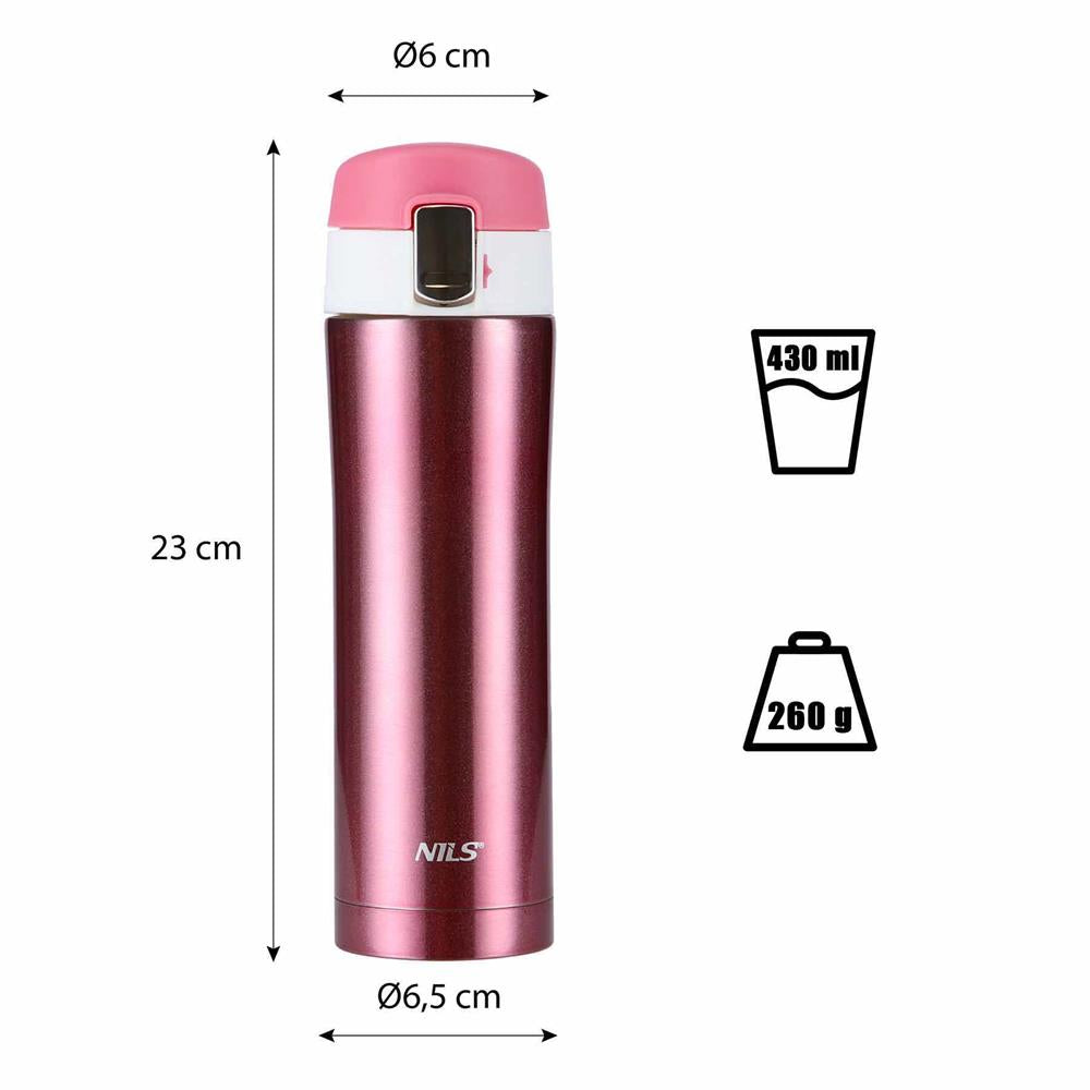 NILS Thermobecher 500 ml Edelstahl Rosa Isolierbecher auslaufsicher