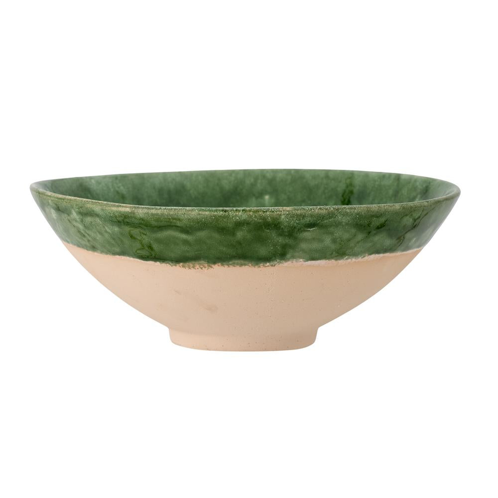 Bloomingville Moez Schale grün D30 cm aus Steingut – dekorative Schale für Wohnzimmer & Tischdeko