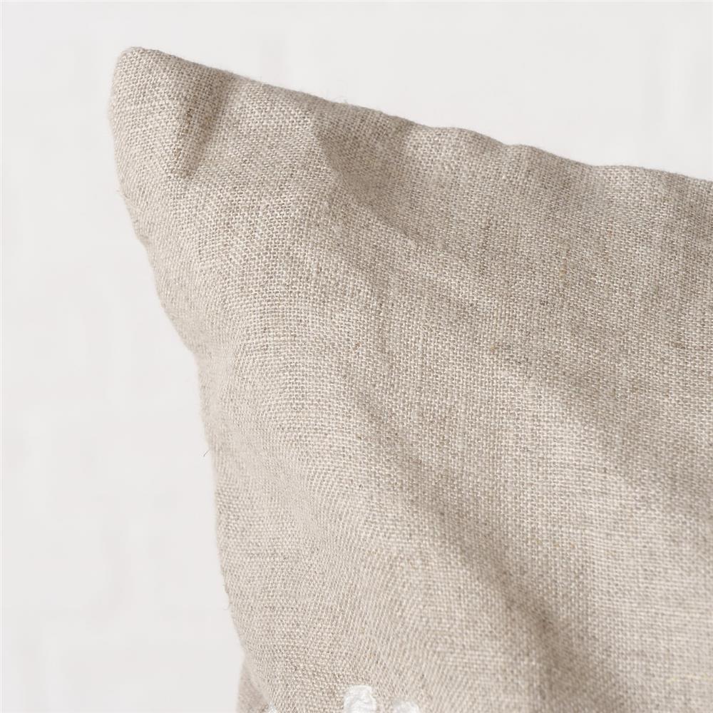 BOLTZE Kissen Finna 60x39 cm - Handgewebtes Leinenkissen mit floraler Stickerei